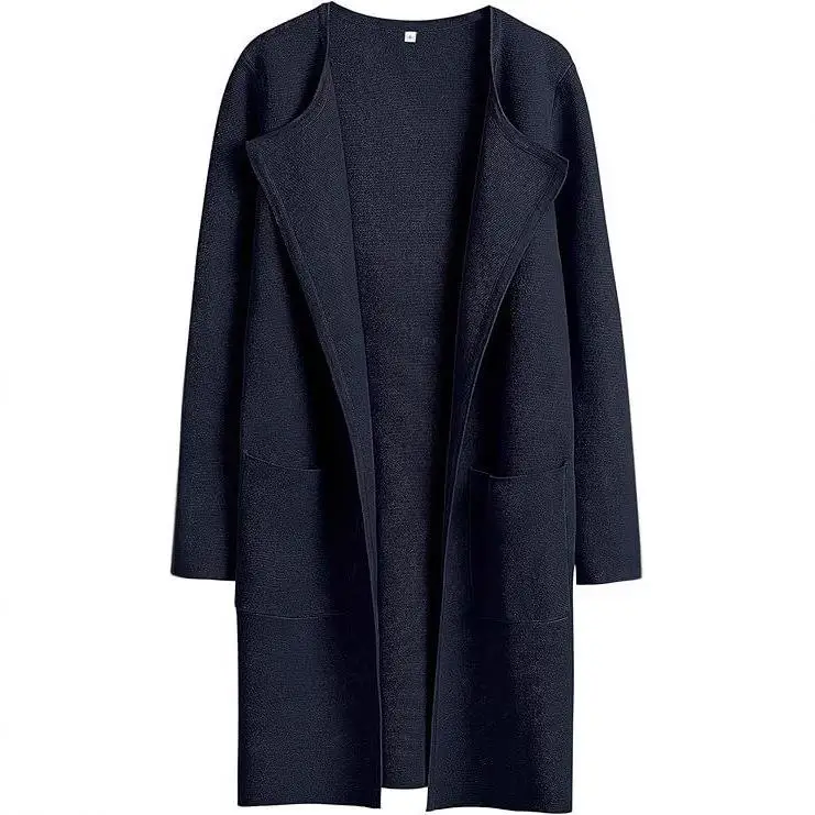 

Женское удобное повседневное шерстяное пальто с лацканами Thiened Long Sve Long Body Pure Color из полиэфирного волокна Весенний сезон