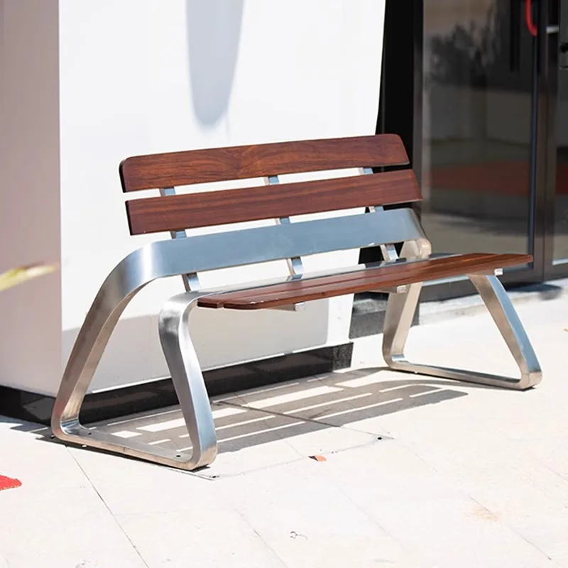 Park chair, outdoor bench, courtyard stainless steel leisure seat, shopping mall rest row chair