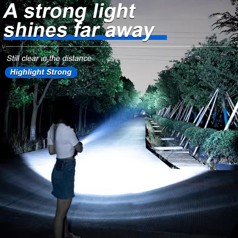 New Super Bright Light Charging Outdoor Campers Portable Multi-Functional Digital Display Strong Light Long-Range Flashlight