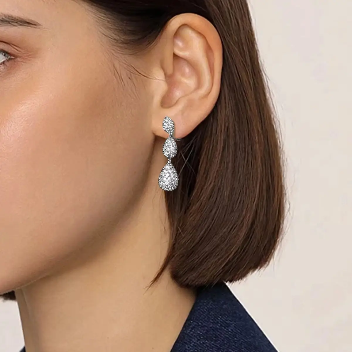 

APIR 18K White Gold Plated Ear Clip Zircon Women's Large Drop Earrings Party Wedding Vintage Classic Luxury Long Hanging Earring