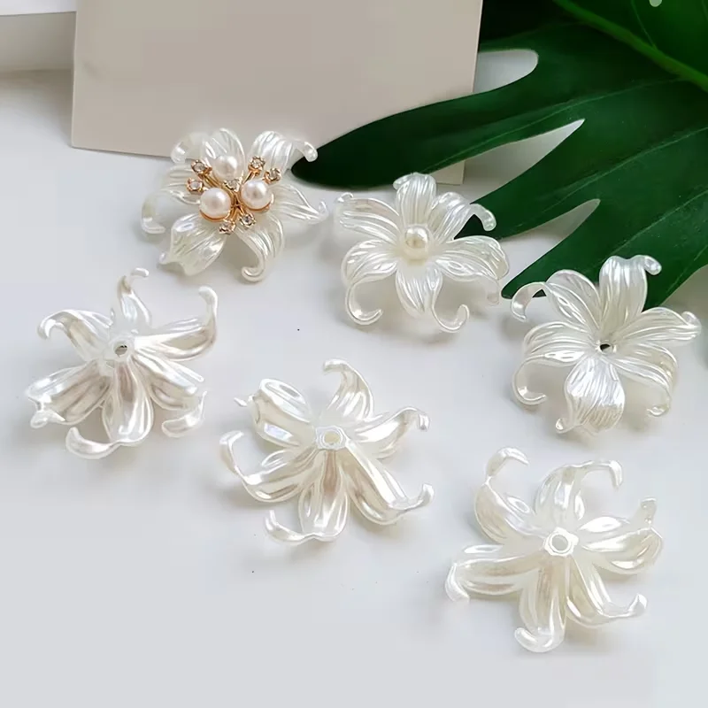 20pcs White Big Iris Flower Beads Charms for Jewelry Making Handmade Necklace Earrings Key Chain Additions view 3