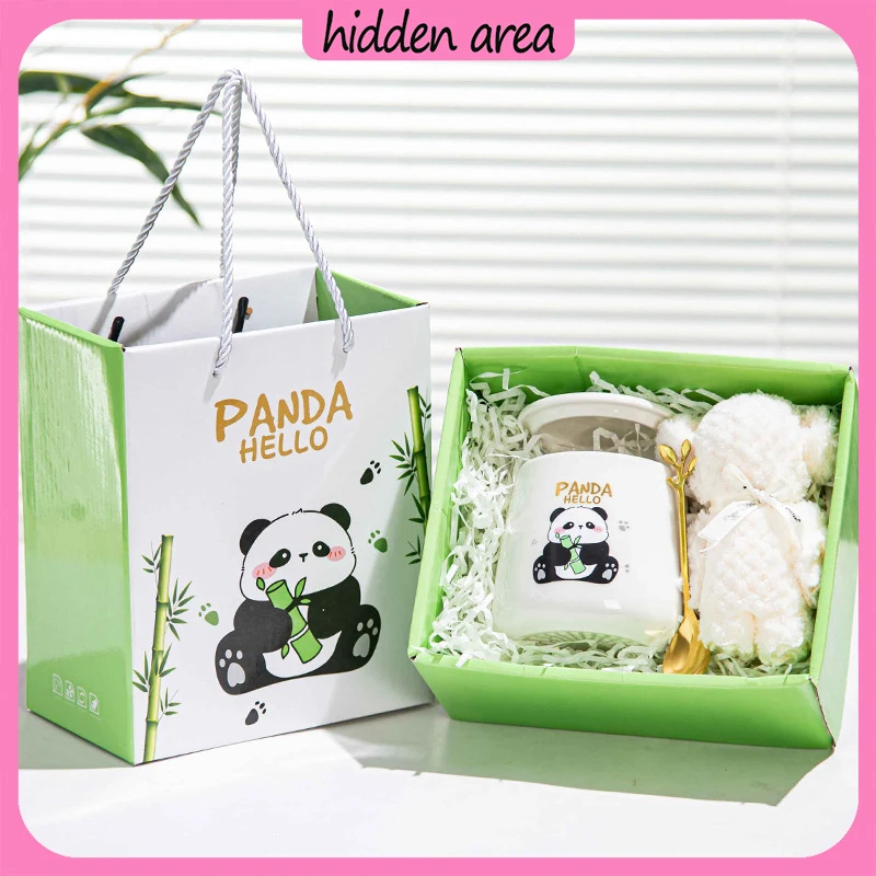 Panda Ceramic Mug, Birthday Gift Towel Cup, Opening Gift