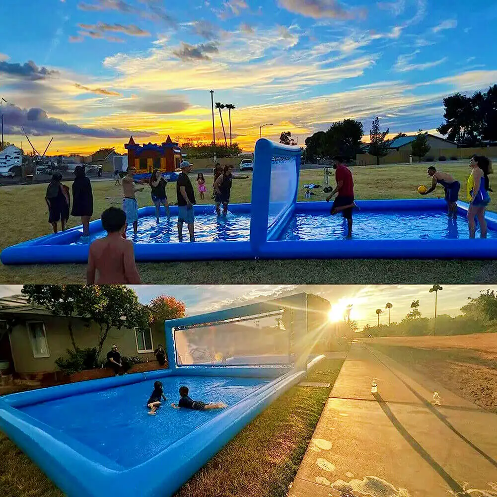 Inflatable Air-Inflated Family Fun: A Portable Outdoor Volleyball Court for Kids & Adults With 800W Air Blower 10x5x2.1m