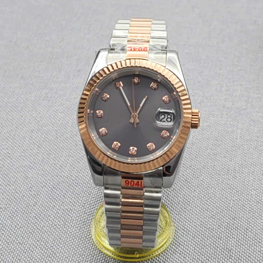 39mm 26mm Dogtooth Ring Log Style Couple Sapphire Glass Stainless Steel Watch NH35 NH05 Automatic Movement