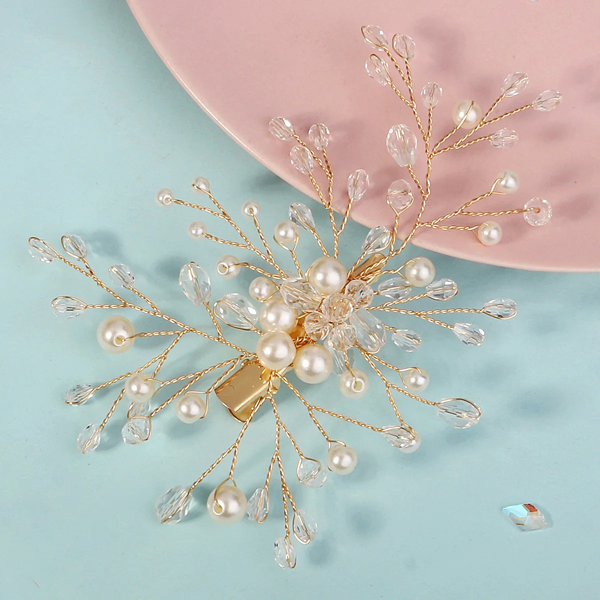 Fashion Pearls Wedding Hair Jewelry Access Alloy Art Elegant Bride Crystal Hairpin Wedding Party Jewelry Beauty Hair Accessories image 4