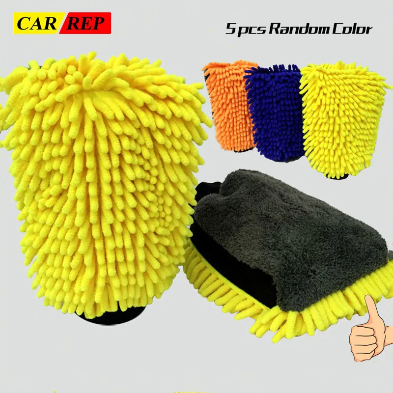 

Double Sided Plush Coral Wool Waterproof Car Washing Gloves Tools Chenille Car Cleaning Gloves Rags Car Cleaning Products