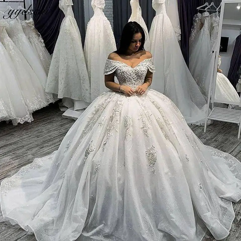 Robe de Mariée en Tulle Brcorporelle de Luxe Arabe, Personnalisée, avec des Appliques en Dentelle dans le Dos, pour les Patients Chérie, Quelle que soit la Collection 2024