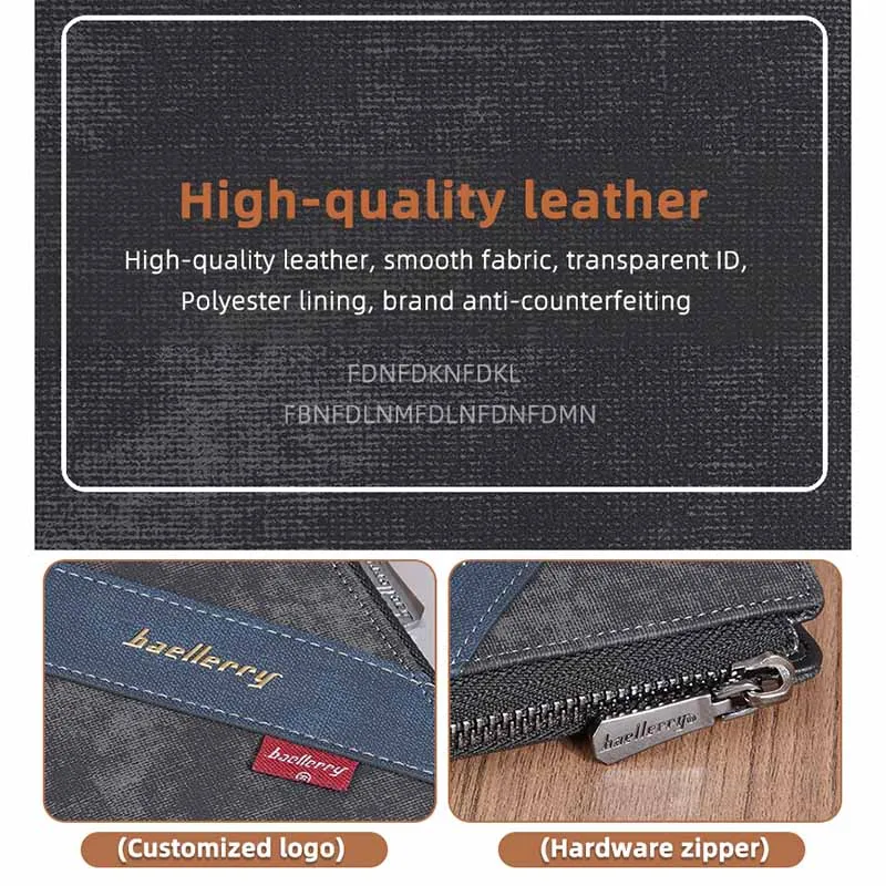 جديد رجال الأعمال محفظة تتفاعل متعددة فتحة سستة مكافحة سرقة فرشاة عملة المحفظة للرجل رقيقة الحد الأدنى محفظة جلدية حامل بطاقة الهوية