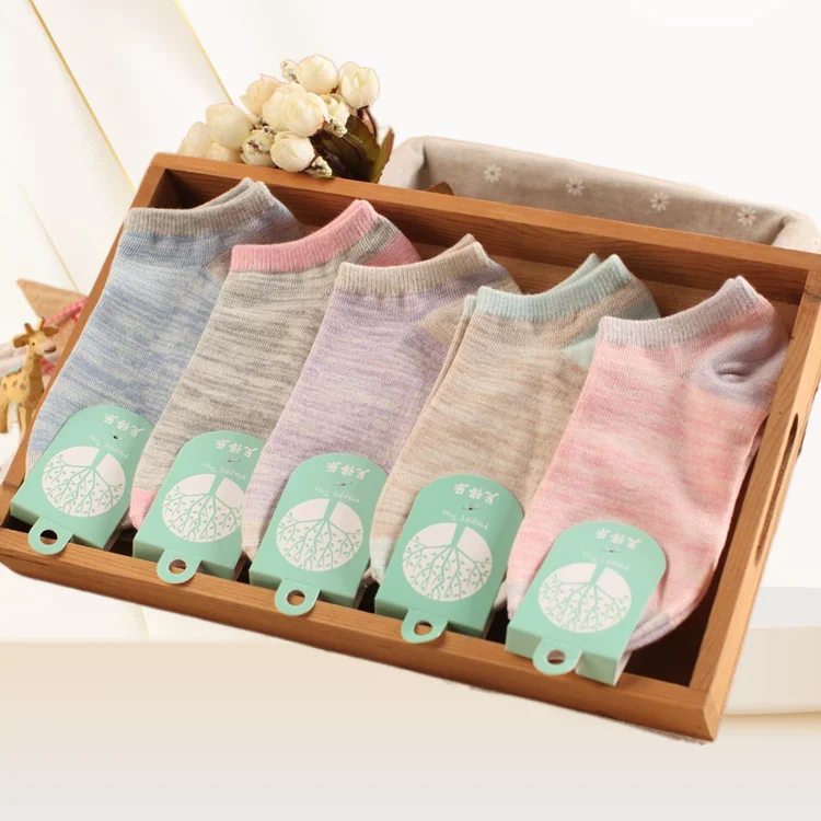

5/10 Pairs High Quality Summer Plain Color Fresh Pure Color Women's Boat Socks Casual Short Socks Breathable Cotton Socks