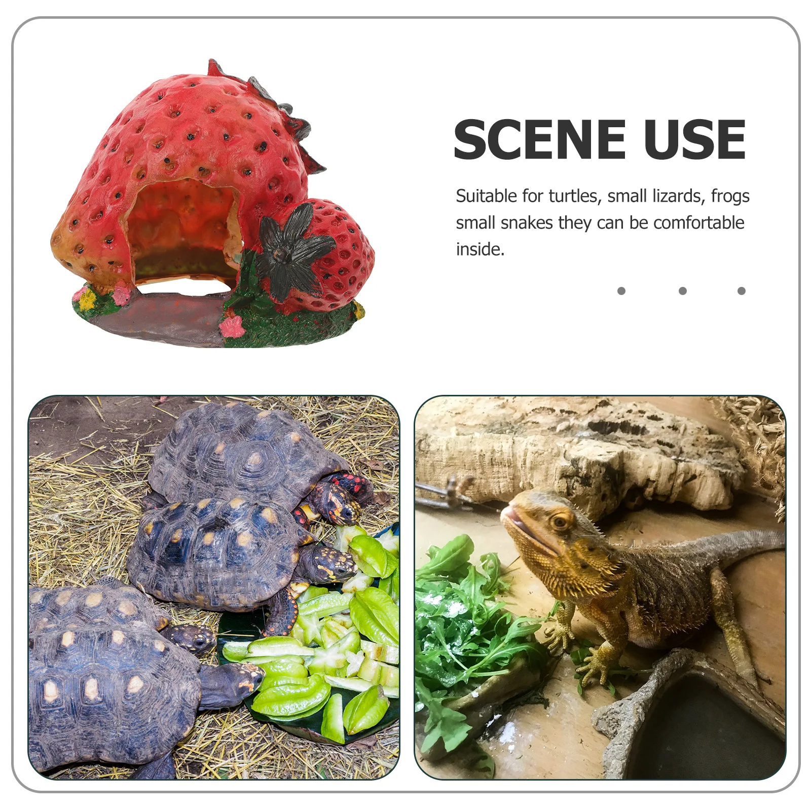 Creative Hiding Place Strawberry Reptile Cave Resin Turtle Basking Platform Suitable Various Pets Safe Comfortable