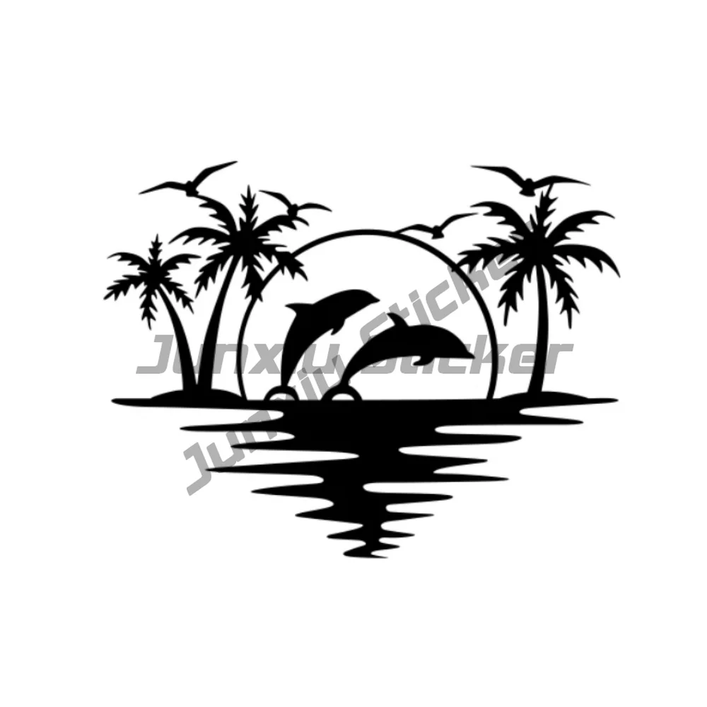 

Ocean Camping Design Vinyl Car Sticker Waterproof UV Resistant for RV SUV Window Bumper Universal Fit Coastal Adventure