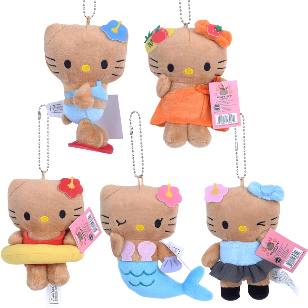 Anime Cartoon Hellokittys Hawaii Series Plushie Doll Toys Kawaii Cute Soft Plush Bag Pendant Keychain Decoration Gift 10Cm