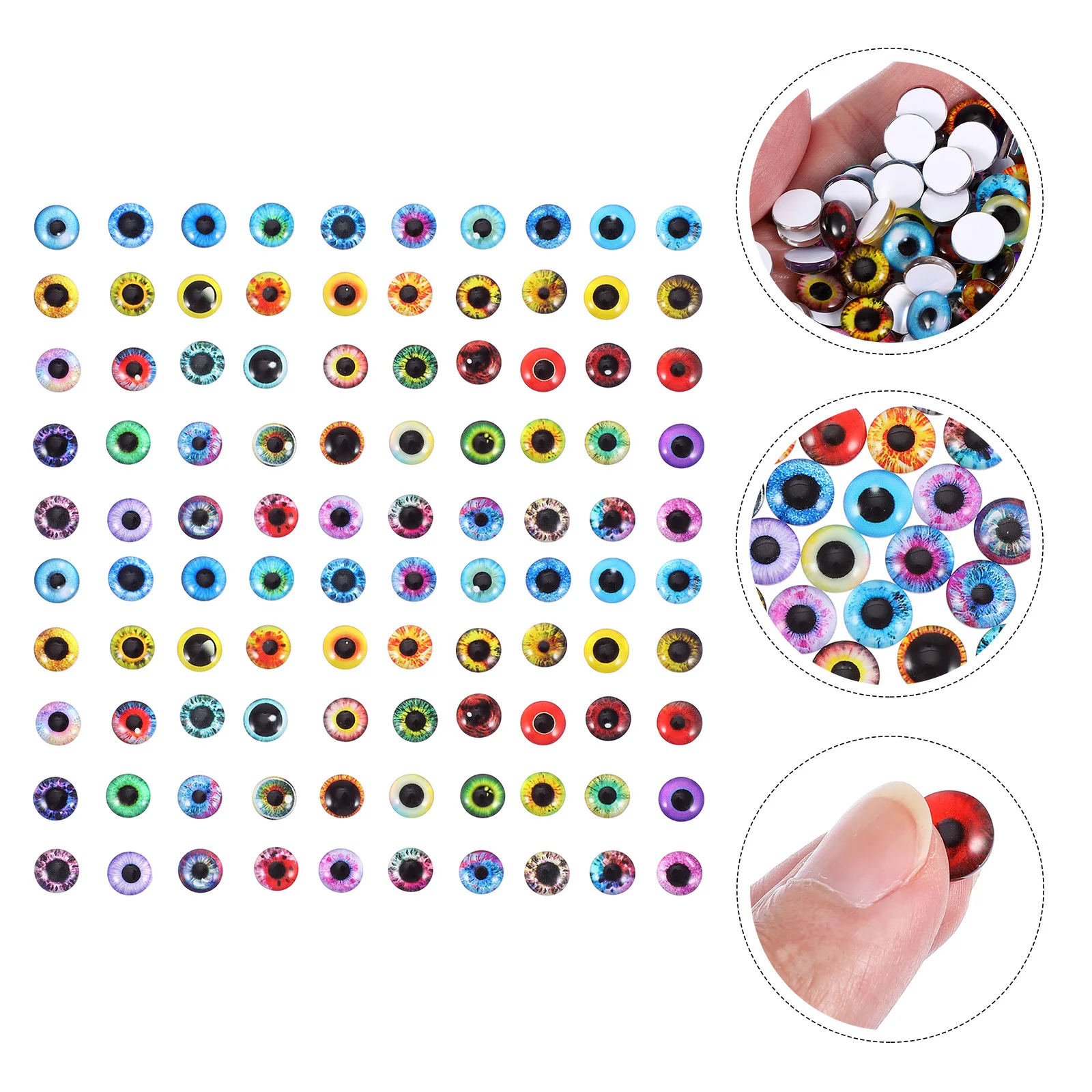 100 Pcs Eye Glass Patch Gemstone Jewelry Patches Decals DIY Supplies Round Eyes for