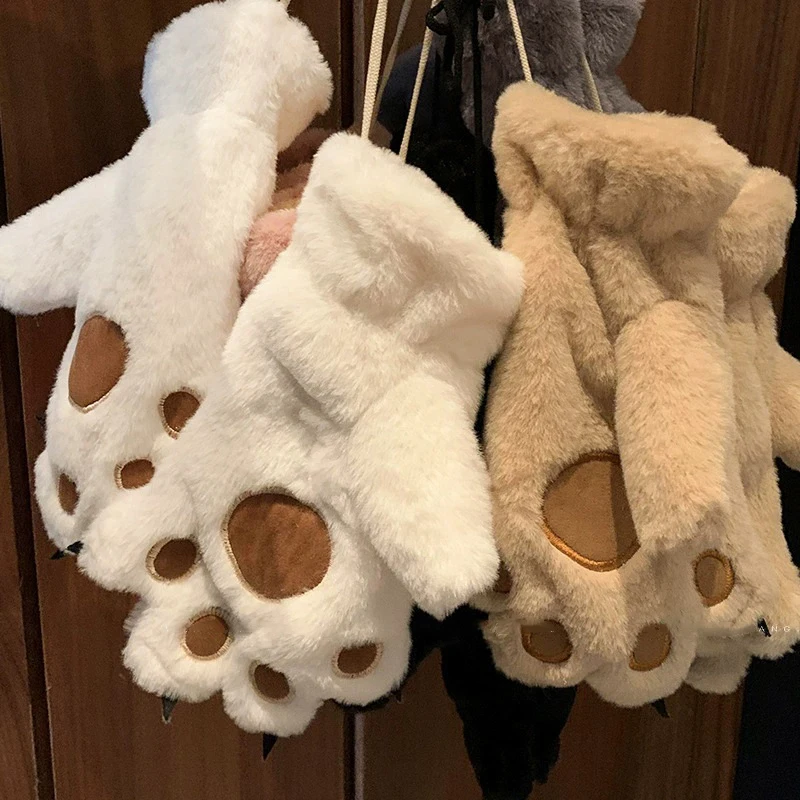 Студенческие теплые милые женские перчатки с медвежьими когтями, зимние утолщенные теплые, мягкие, приятные для кожи и перчатки с защитой от потерь