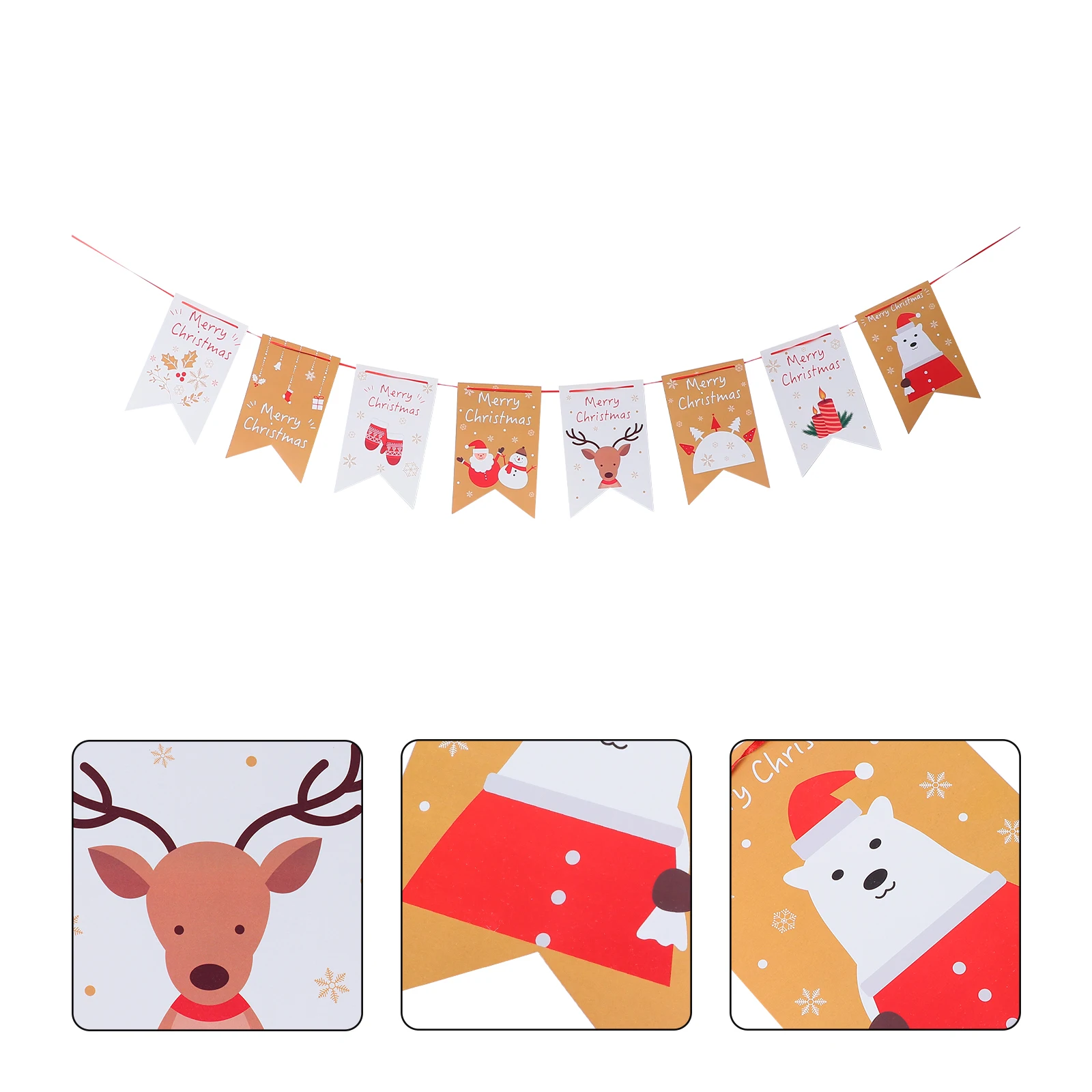 

1pc Christmas Cartoon Banner Paper Hanging Bunting for Wall Door Mantelpiece Party Supplies Essential Holiday Decor