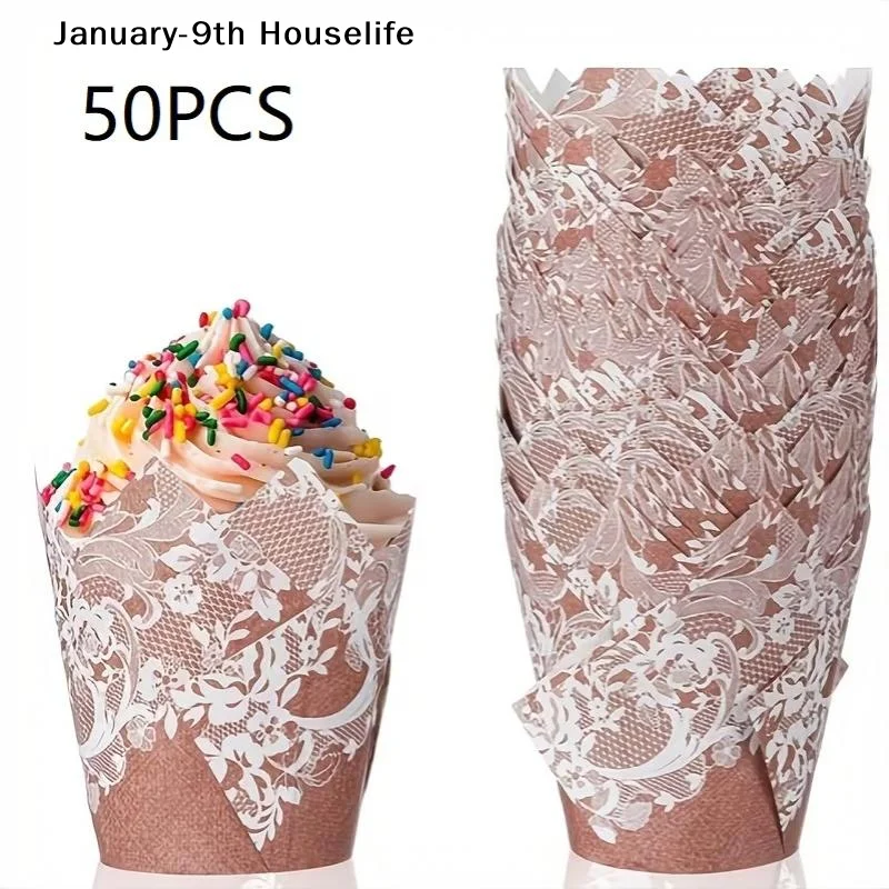 50pcs Tulip Muffin Cupcake Paper Cups Oilproof Cupcakes Liner Baking Muffin Box Cup Cake Decorating Tools Muffin Wrap Cases