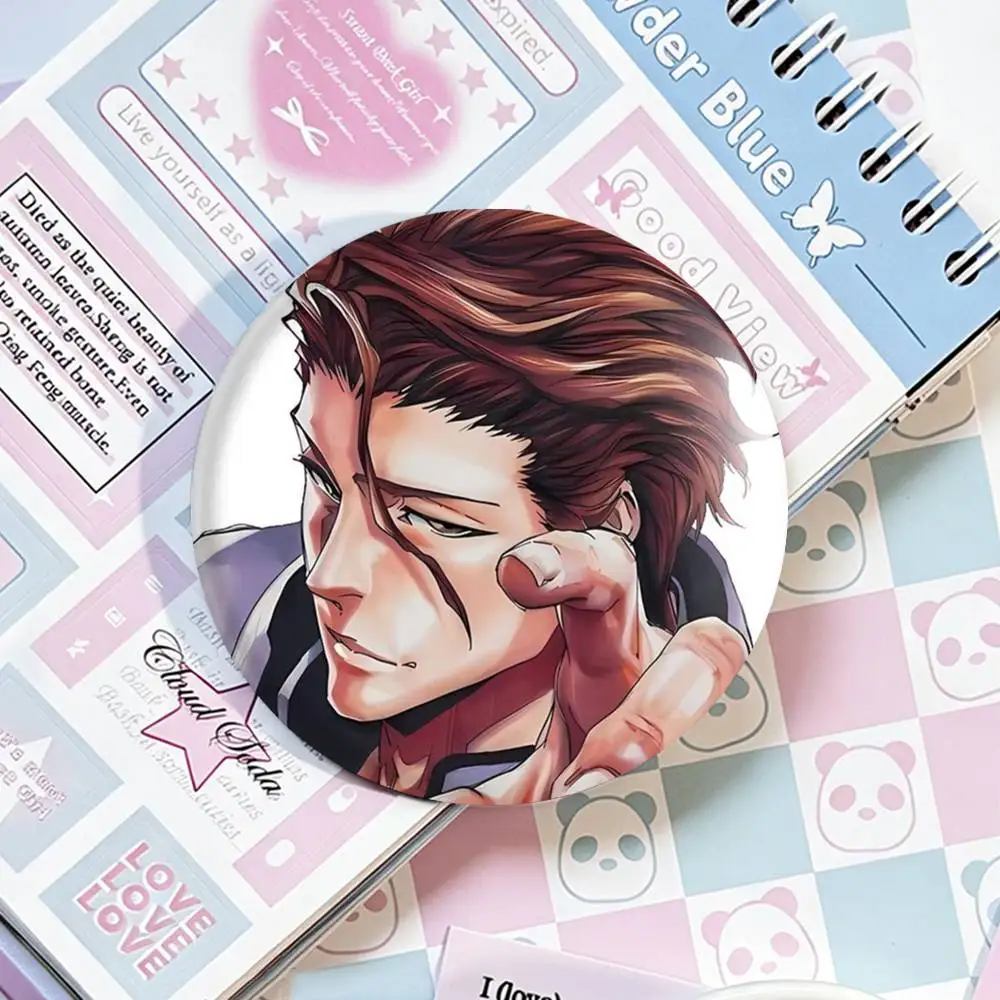 S-Sosuke Aizen B-Bleach Laser Badge Creative Pins Brooch for Bag Clothes Hat Decor Gifts Fans Collect