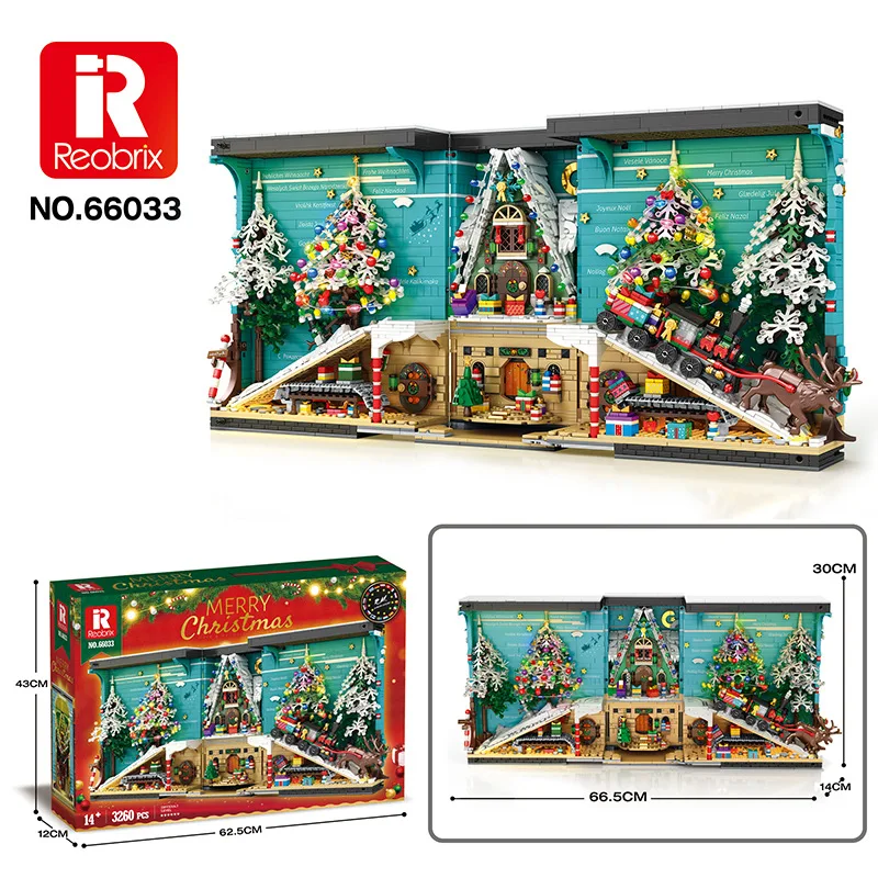 

Reobrix 66033 Merry Christmas Bookend Model City Modular Street View Series DIY Toys Building Blocks Gift Boys 3260Pcs