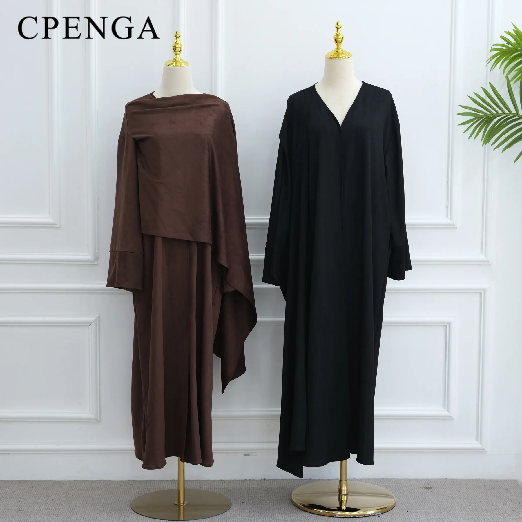 Elegant Dubai Modest Abaya Dress with Attached Cape Eid Arabic Women Muslim Cardigan Winter Islamic Travel Outfit Turkey Kaftan