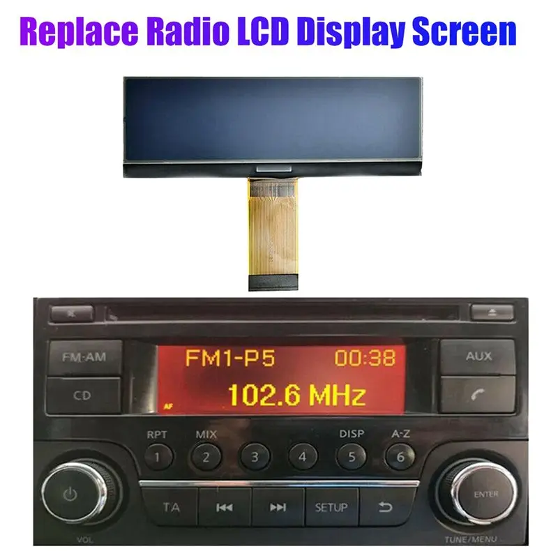 A96E-5X CD Player FM Radio Pixel Replace LCD Display Screen For Nissan Juke Qashqai X-Trail Frontier Note Navara