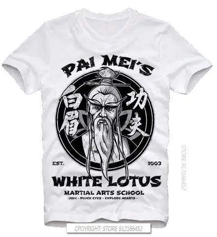 코튼 디자인 3D 티셔츠 Pai Mei's White Lotus Kill Bill Hattori Hanzo Tarantino 레트로 빈티지 장착 티셔츠