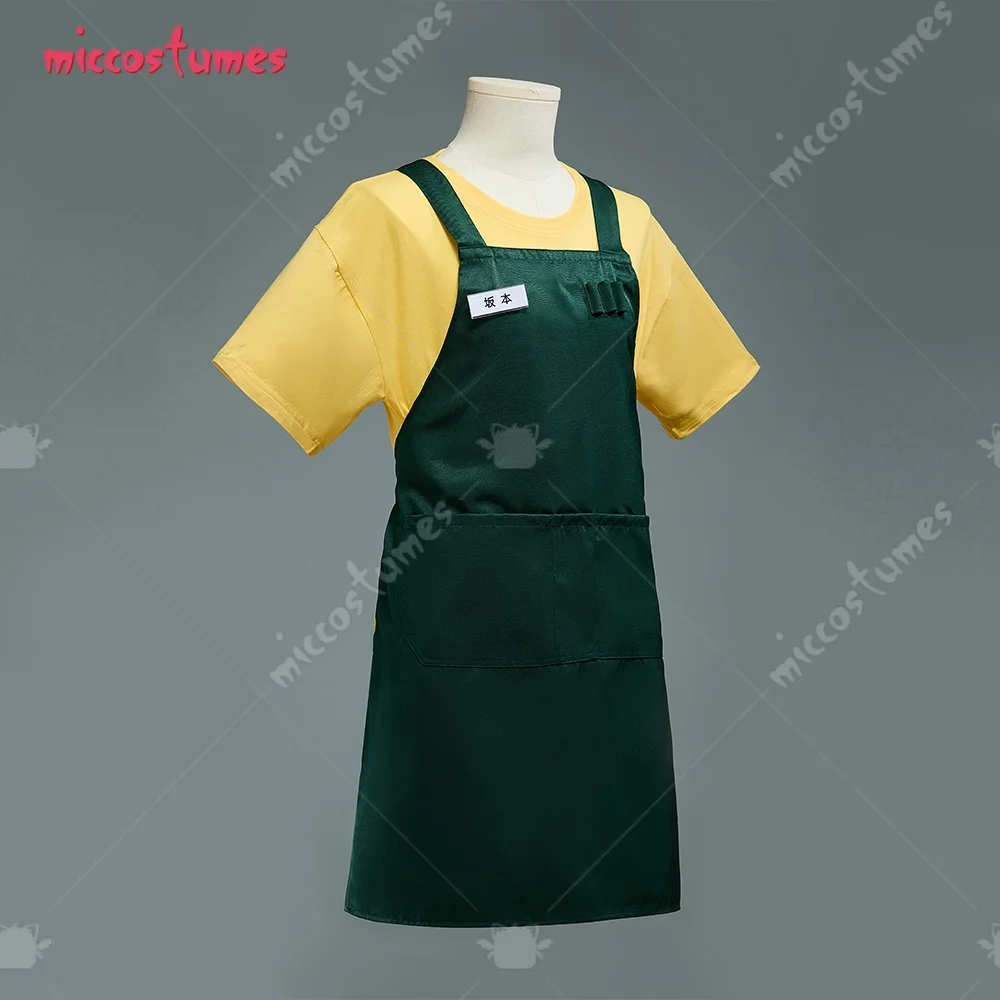 Miccostumes Anime Sakamoto Taro Cosplay Costume T-shirt with Apron and Badge Halloween Cosplay Costume - Image 3