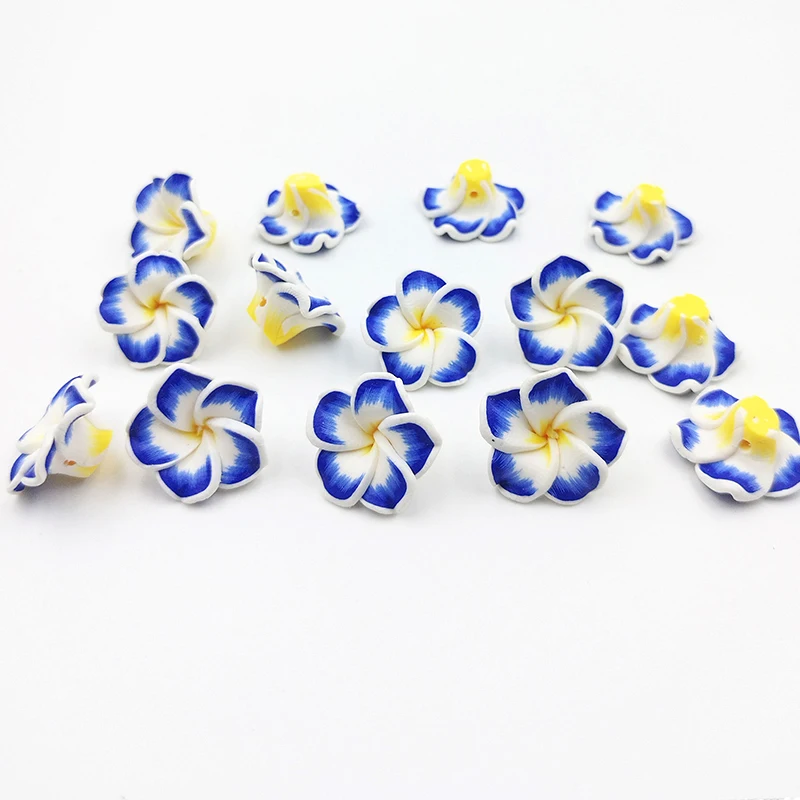 10PCS 15MM Plumeria Polymer Clay Flower Beads DIY Hawaiian Jewelry Craft Making Earrings Hairpin Accessories Material
