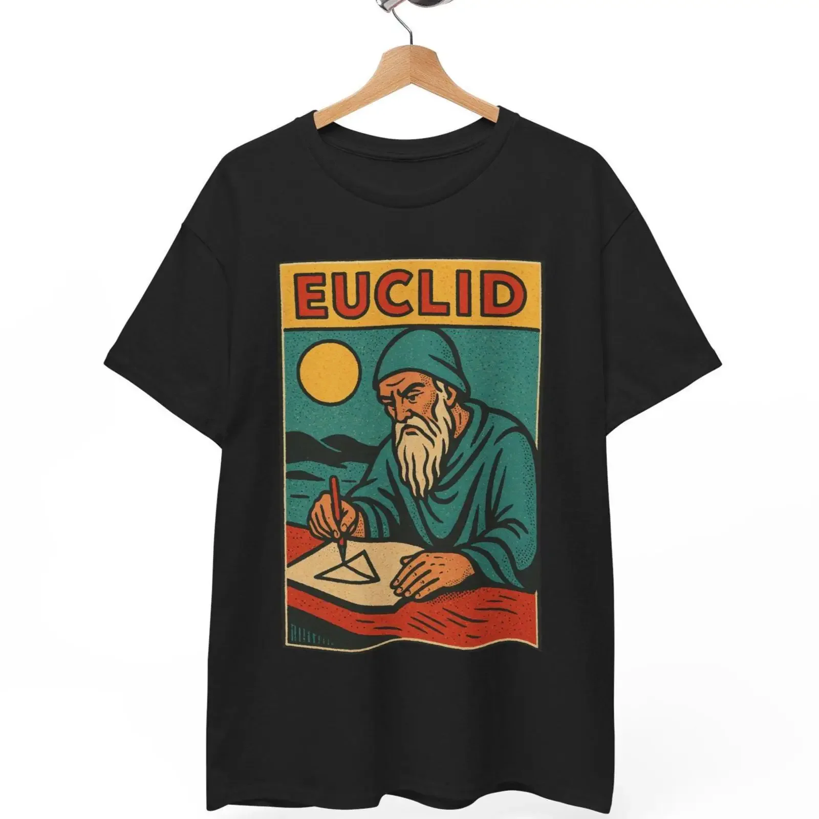 Camiseta Euclid Retro Comic Math Genius para Nerds, estilo vintage, ligeramente desgastado, streetwear, versátil, elegante, para hombre