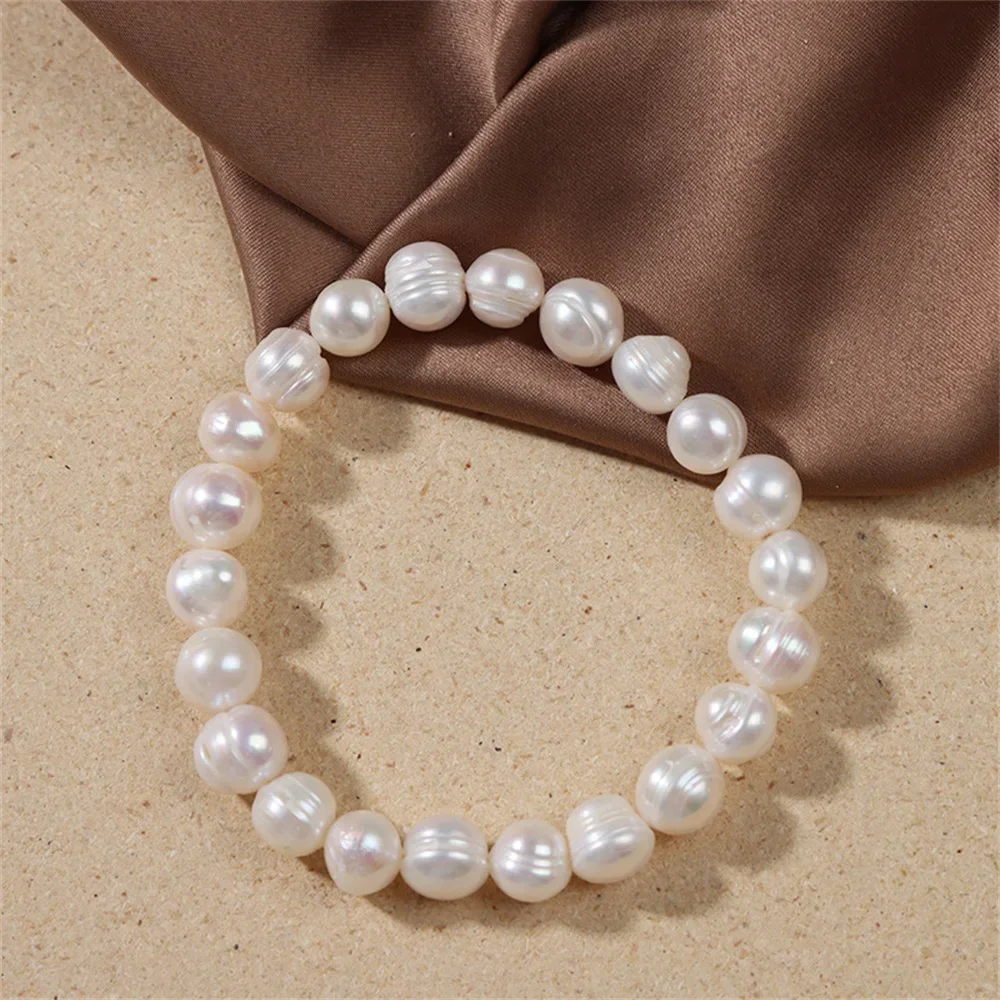 Natural Freshwater Real Pearl Bracelet Stretch Bracelet Candy Color Simple Holiday Jewelry Gift
