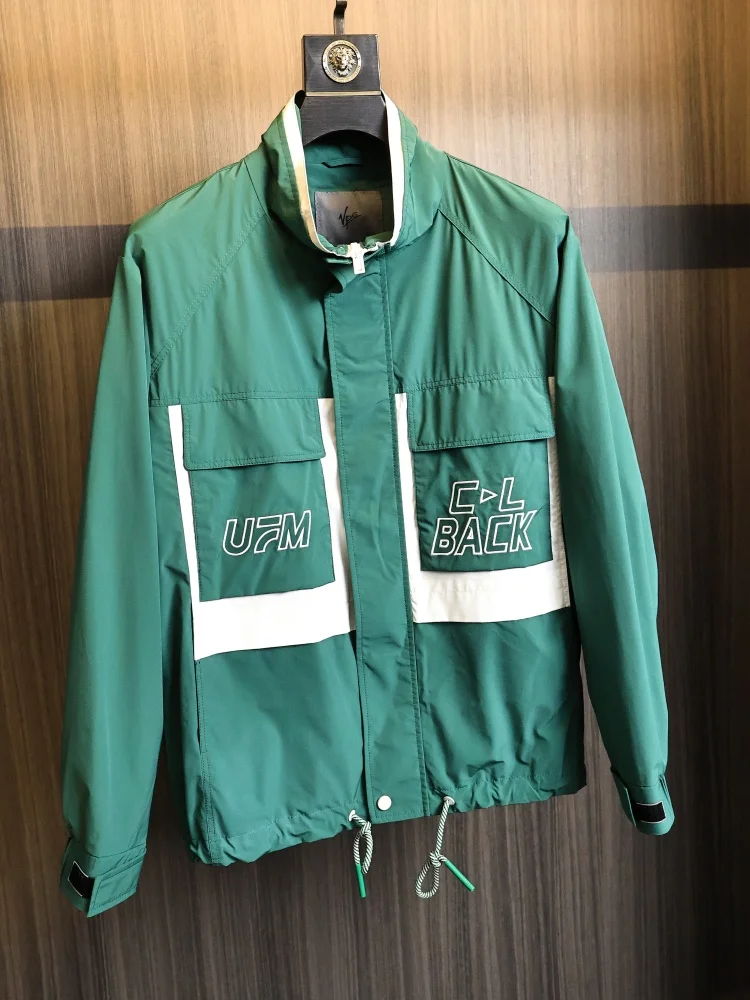 

Waterproof Casual Men's Jacket Loose Fit Stand Collar Pocket Design Fashionable Urban Style Polyester Nylon Fabric Summer Wear