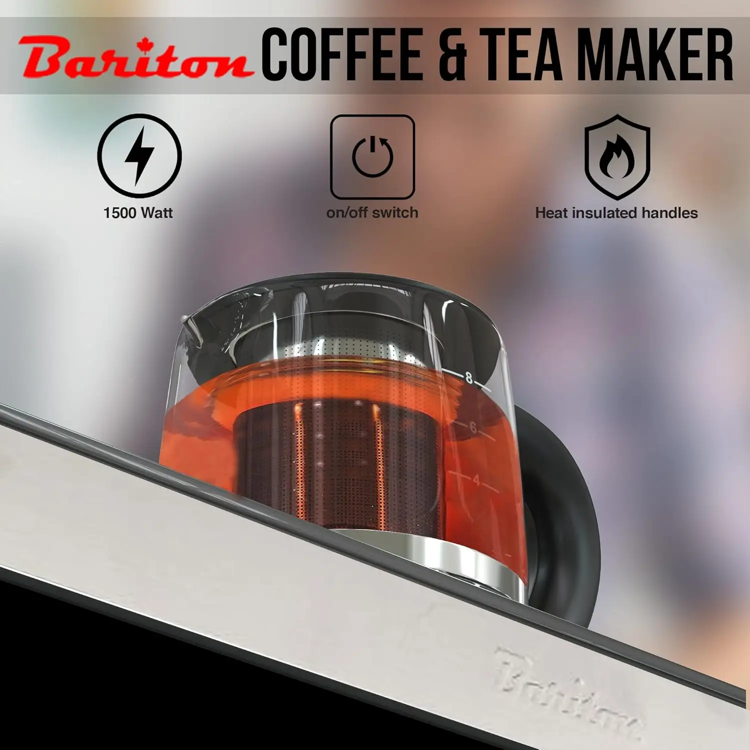 3 in 1 water kettle/TEA MAKER/coffee maker MODEL BTM-1780GS Electronic sensor touch control panel with display, powered