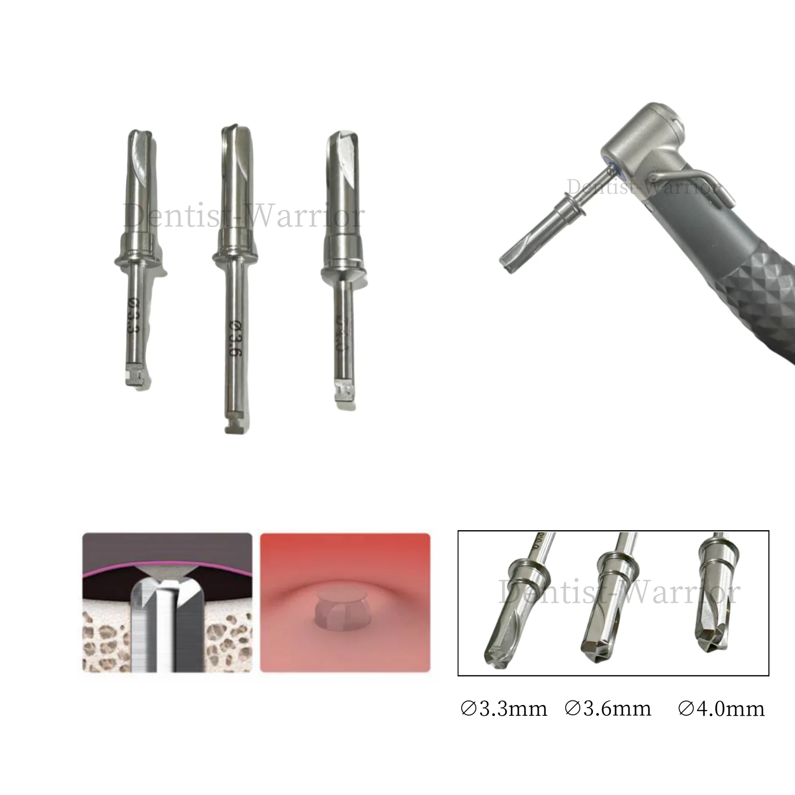 Dental Membrane Lifter Drills Compatible with Oss Crestal Approach Sinus CAS 3 size 3.3/3.6/4.0  ﻿