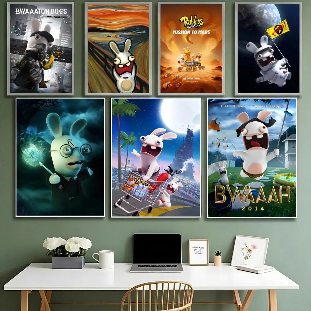 CARTOON Rabbids Invasion Poster HD Waterproof High-Toughness Self-Adhesive Wall Decor Universal