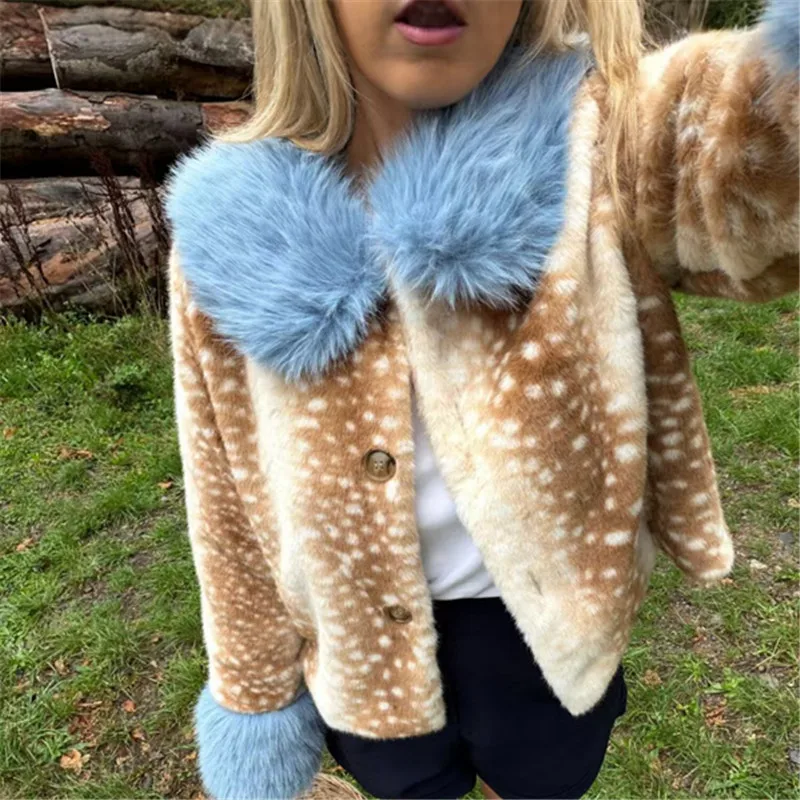 Faux Fur Coats for Women,Europe and America Jackets,Single-Breasted Overcoat,Female Clothes,New,Autumn and Winter