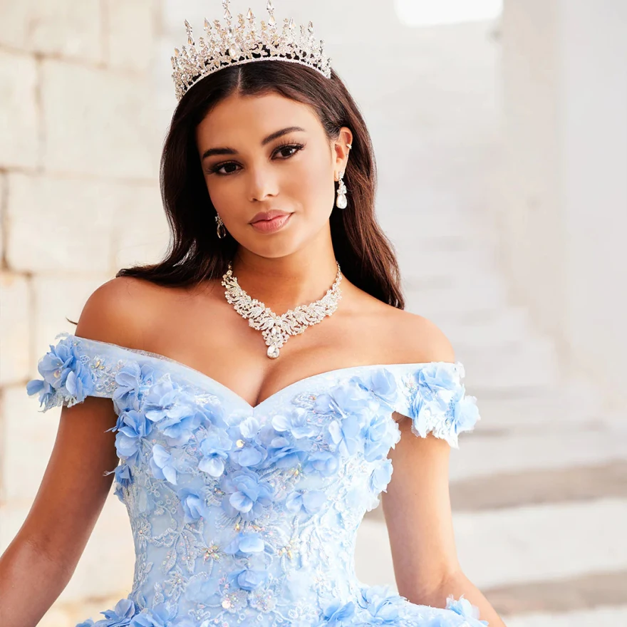 فساتين Quinceanera مخصصة باللون الأزرق السماوي والأرجواني 2023 ثوب حفلة ثلاثية الأبعاد مزين بالدانتيل والخرز مطرزة فيستدوس دي 15 Años YQD30