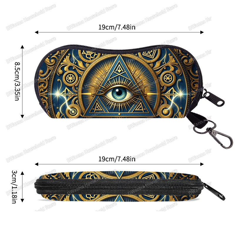Cool All-seeing Eye Glasses Case Women Men Sunglasses Protective Box Portable Reading Eyewear Case Zipper Glasses Storage Bag