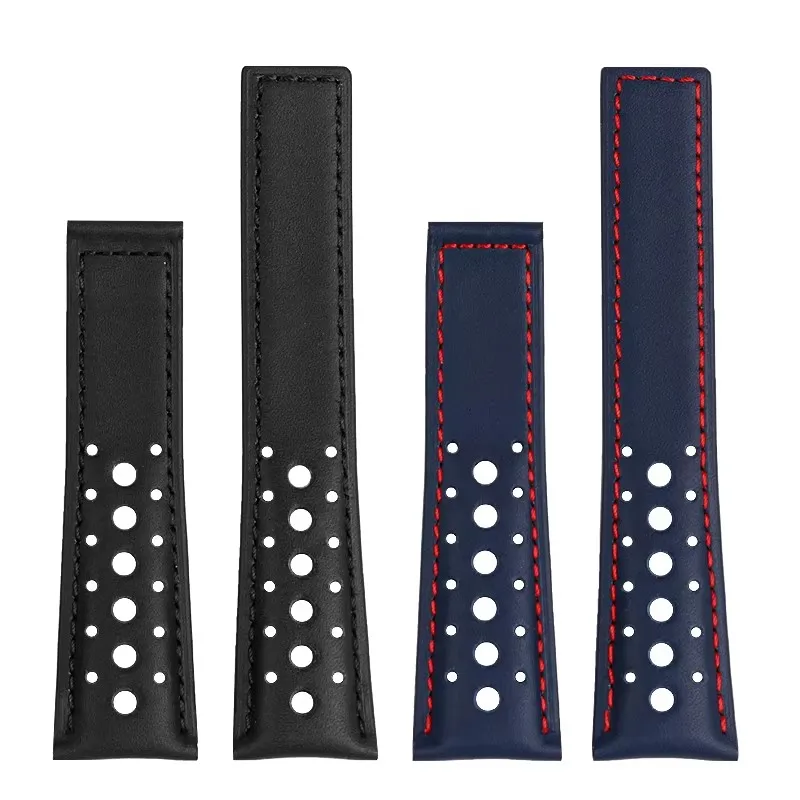 Pulseira de couro genuíno respirável para tag heuer monaco carrera cbl2115 pulseira de relógio de couro masculino 22mm fivela dobrável pulseira