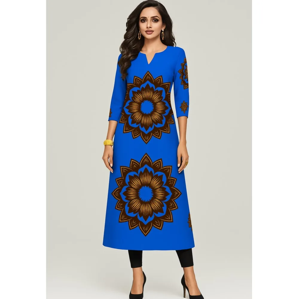 فستان كورت نسائي عصري وأنيق بأكمام طويلة وأنبوب مستقيم كاجوال برقبة دائرية ونمط رداء تقليدي أرابي #3