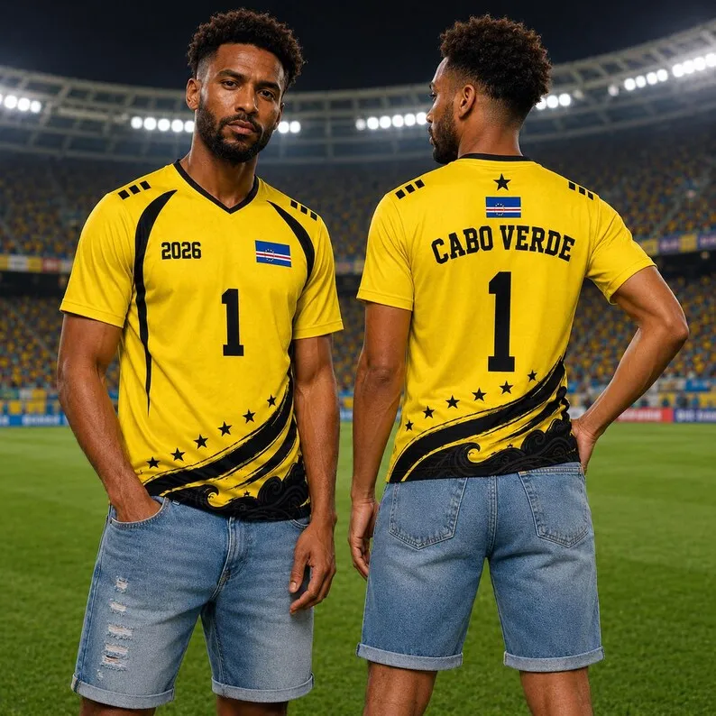 2026 New Cape Verde Goalkeeper Support Jersey Fan Uniform Football Print Breathable V-neck Mesh Football T-shirt