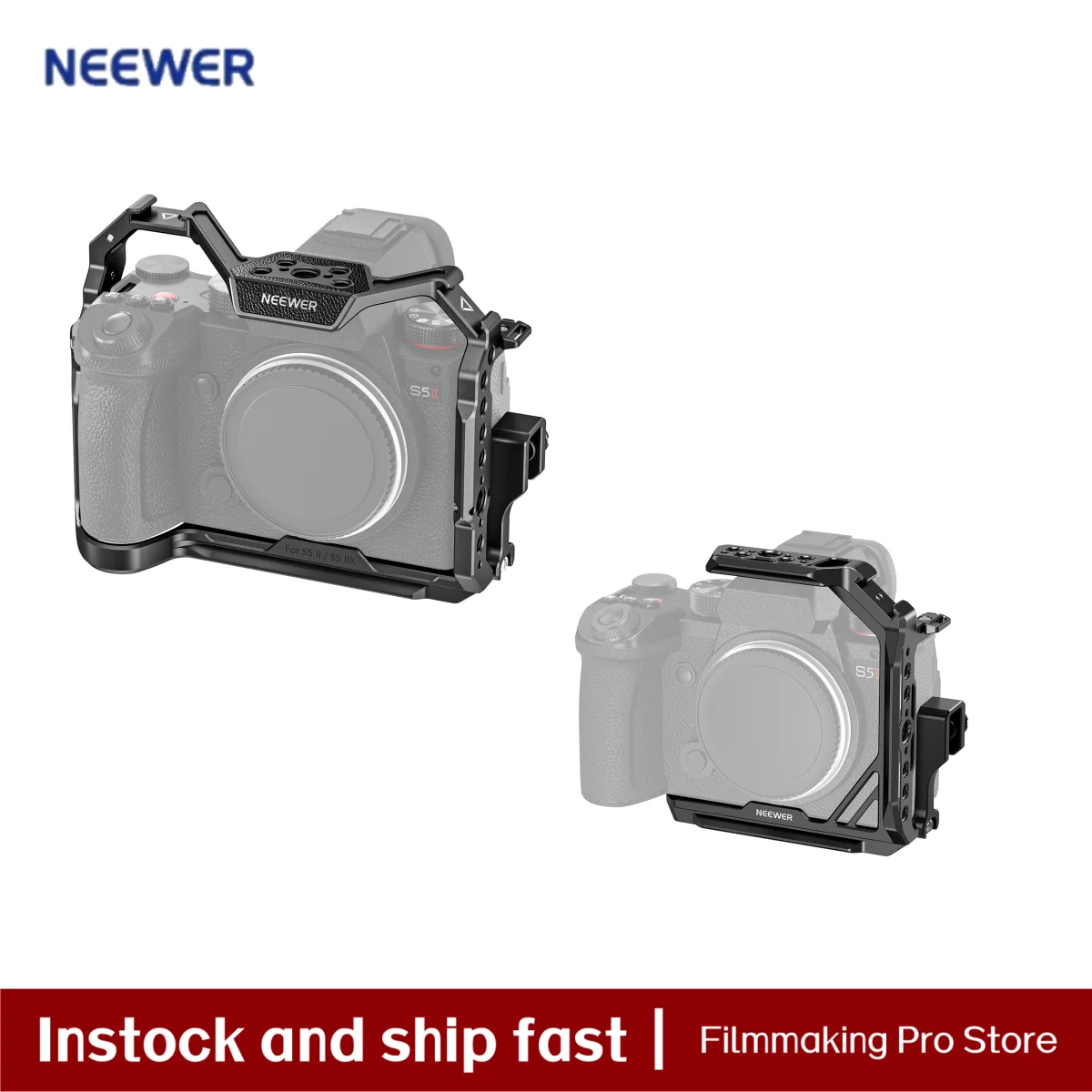 Клетка для камеры NEEWER для Panasonic LUMIX S5 II/S5 IIX G9 II видеоустановка для камеры с зажимом для кабеля HDMI NATO Rail