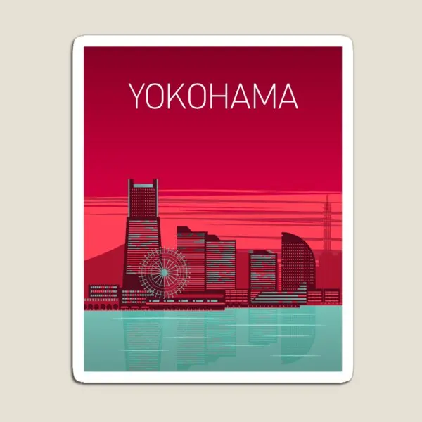 City Of Yokohama  Magnet Baby Decor Cute Stickers Home Children  Holder Toy Magnetic Refrigerator for Fridge Organizer Kids