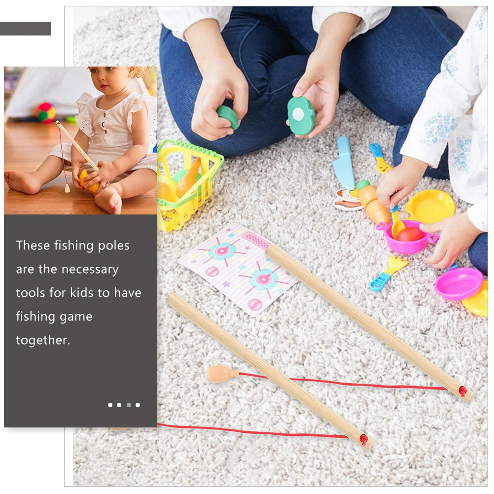 10 Pcs Wooden Fishing Rod Kindergarten Toys for Toddlers 1-3 Magnetic Game Accessories Pole Kids Games Take Bath Puzzle