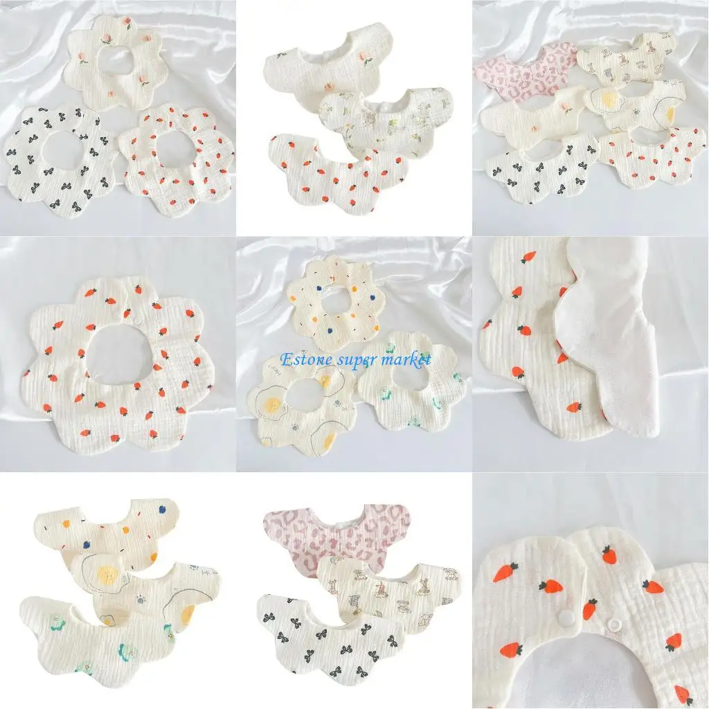 

090b 3-предметный слюни для слюни в форме лепестков в форме лепесток для летающих ткани для 0-24 м для детского полотенца с для