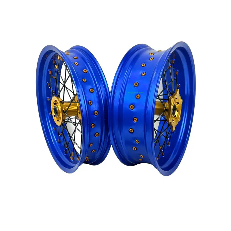 Fit KTM EXC SXF CR CRF YZ YZF 17*3.5/5.0 Supermoto Wheels Set Aluminum Alloy Rims CNC Hubs