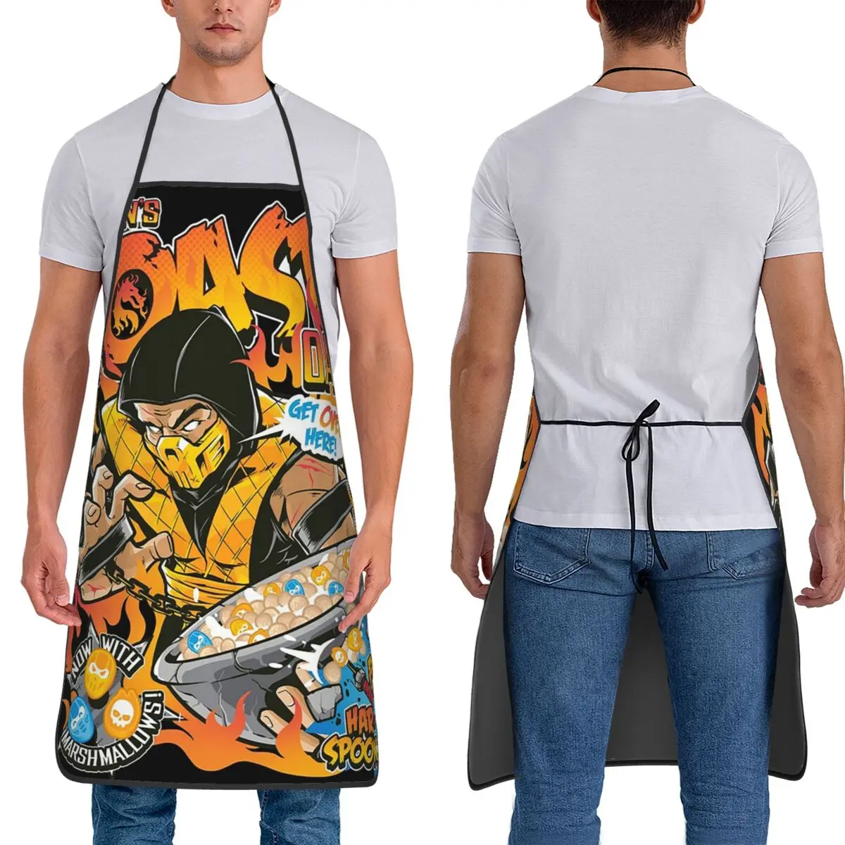 Game Mortal Kombat Toasty Oats Aprons Chef Baking Tablier Waterproof Bib Kitchen Cleaning Pinafore for Women Men Gardening