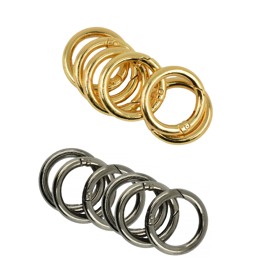 Circle Rings Zinc Alloy Spring Snap Hooks Jewelry Findings for Keychain Purse Strap Craft Making
