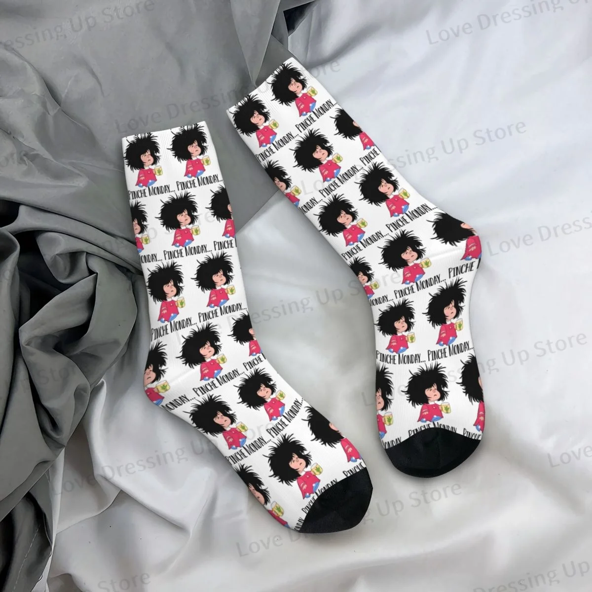 Pinche Monday Funny Mafalda Unisex Winter Socks Warm Happy Socks Street Style Crazy Sock