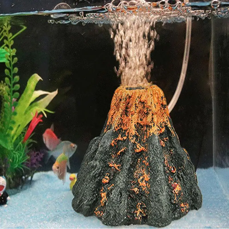 Aquascaping Volcano Bubbler Ornament Simulated Volcanic Bubble Stone Oxygen Decor For Fish Tank Landscape Supply