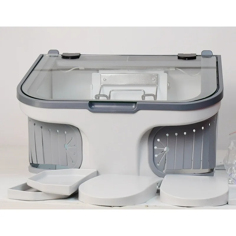JT-69 Dental Technician Dust Shield With Built-In Light Suction Dust Collector Box For Denture Grinding And Polishing Machine