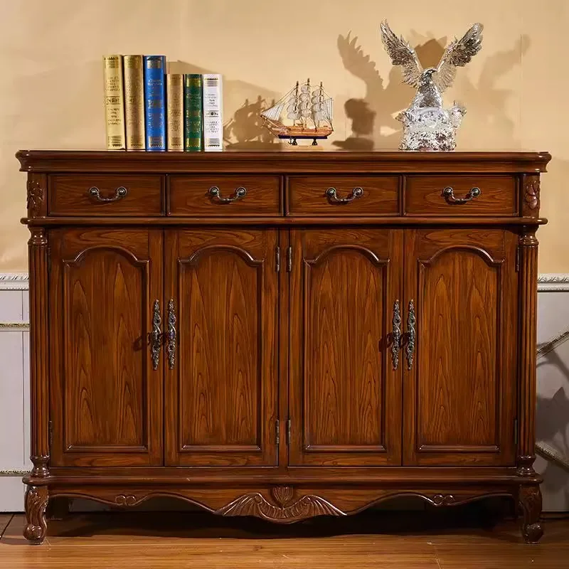 

Villa retro light blue white brown activity baffle multi-layer shoe cabinet entrance side cabinet